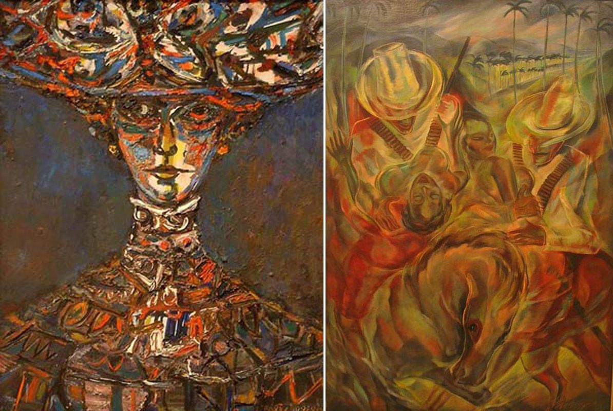 69 Havana Museo Nacional de Bellas Artes - Rene Portocarrero, Retrato de Flora No. 23 - Carlos Enriquez Gomez, El Rapto de las Mulatas